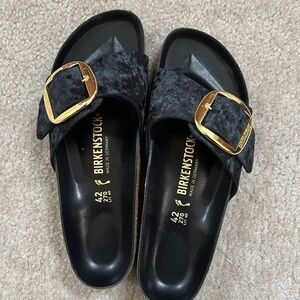 Birkenstock Madrid big buckle black velvet 42